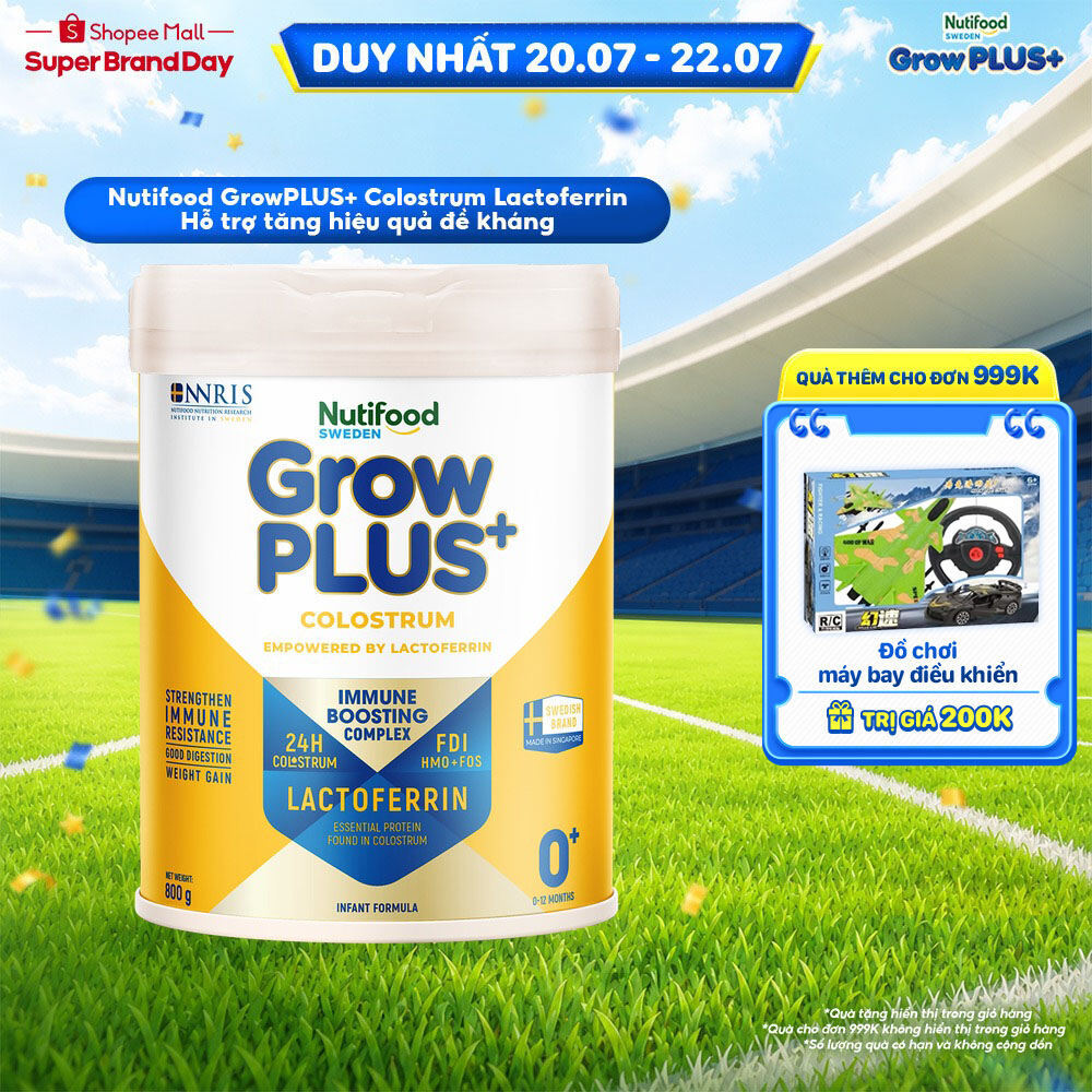 Sữa bột Nutifood Sweden GrowPLUS+ Colostrum Lactoferrin 0+ 800g