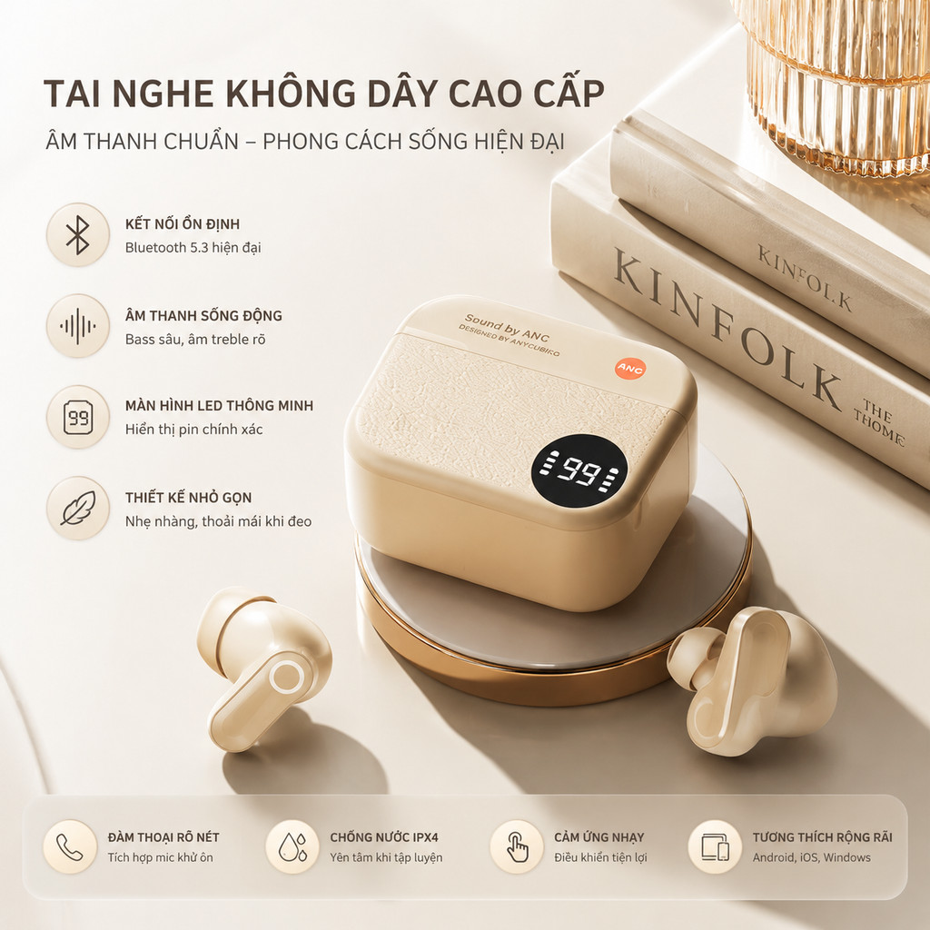 Tai Nghe Bluetooth TWS ANC 5.4 ACS 360° Khử Tiếng Ồn Gọi HD Cho Họp iPhone…