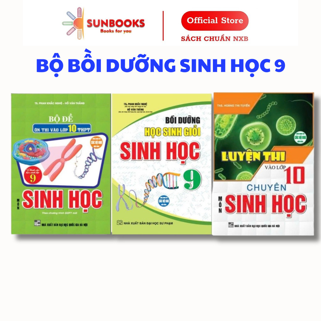 Sách - Combo Luyện Thi Vào Lớp 10 Chuyên Môn Sinh Học + Bồi Dưỡng Học Sinh Giỏi Sinh Học 9 +bộ đề ôn