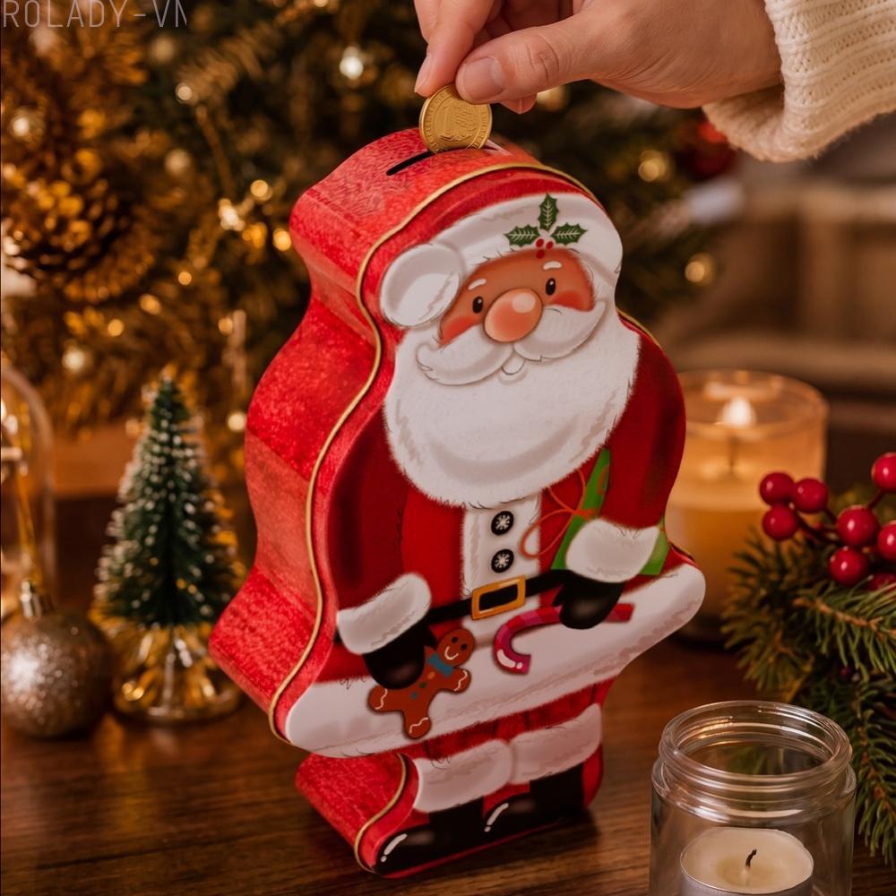 #ROYALLADY#Festive Tin Storage Box Holiday Cookie Candy Container Present coin container