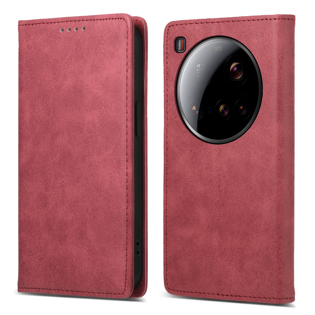 Thích hợp cho Xiaomi 17ULTRA Business Leather Case Flip Phone Case Redmi K80 Giá đỡ bàn chải chống t