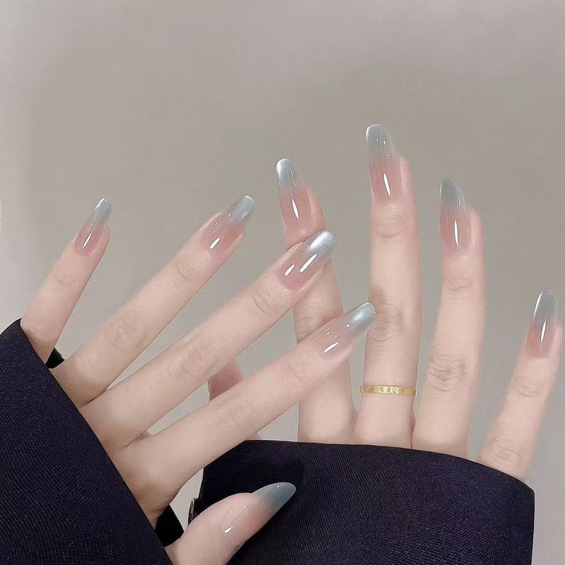 Caihe- [Frozen] Ice Blue Gradient Cảm giác mát mẻ cao cấp Glacier Blue White Cat 's Eye Wearing Armo