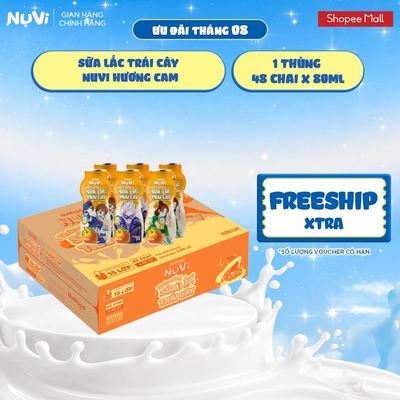 Thùng 48 Chai Sữa Lắc Trái Cây NuVi Hương Cam 80ml