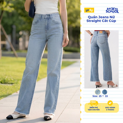 Quần jeans nữ Yody straight cắt cúp TRA WCJE26A004