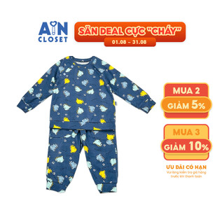 Bộ quần áo dài bé trai họa tiết Khùng Long Crazy xanh thun cotton - AICDBG8DZTBQ - AIN Closet