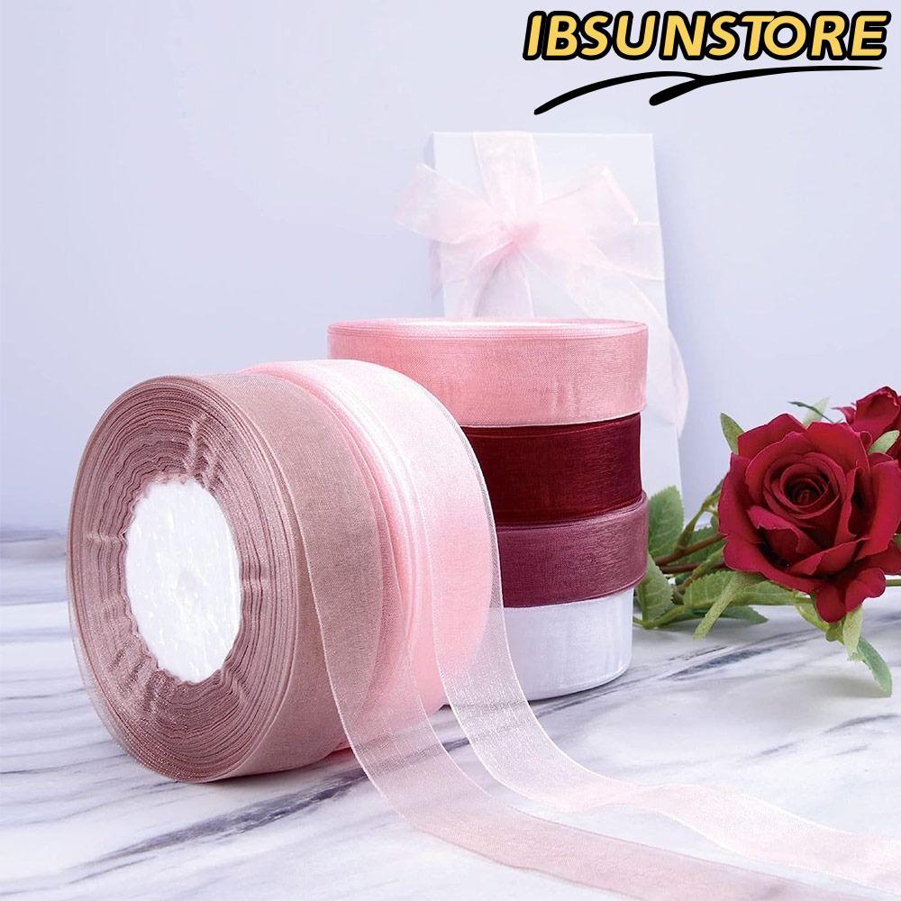 IBSUNSTORE 45M * 2cm Sheer Voan Ribbon, Polyester Long Lanh Organza Ren Ruy Băng, Nơ Đa Năng Viền Sợ