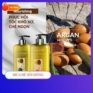 Dầu Gội, Xả chiết xuất Argan dành cho tóc khô xơ, hư tổn Hachi Nourishing