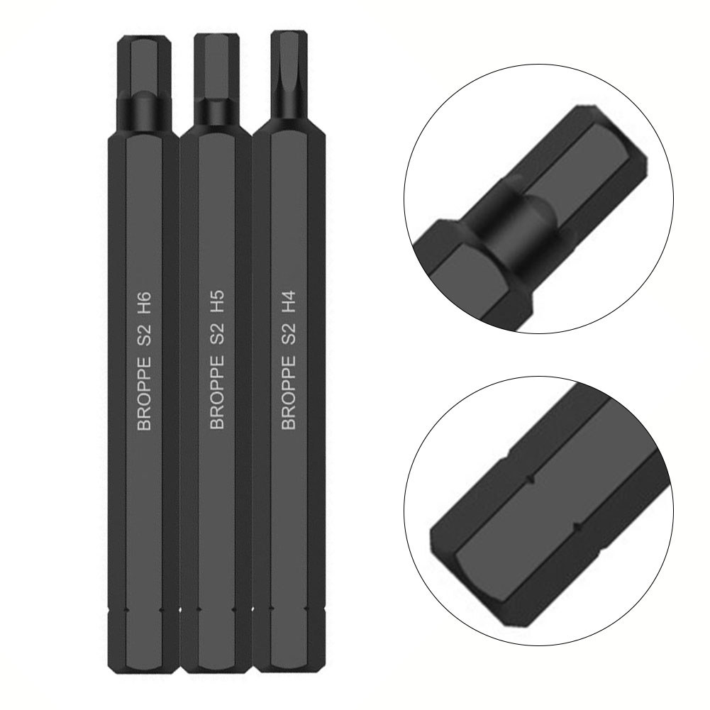 【VARSTR】Screwdriver Bit 1pc/3pcs Alloy Steel Black H4/H5/H6 Hexagon Socket Screw
