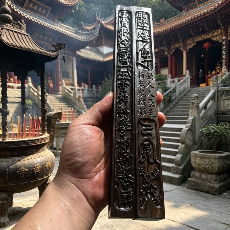 Đạo giáo Tự nhiên Lightning Strike Jujube Wood Sanqing Square Jade Emperor Tianpengtiang (Chất liệu 