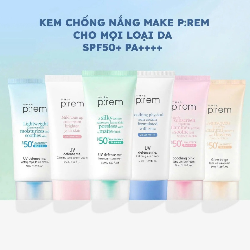 Make Prem Soothing Pink Tone Up Sun Cream SPF50+ PA++++-PREM6