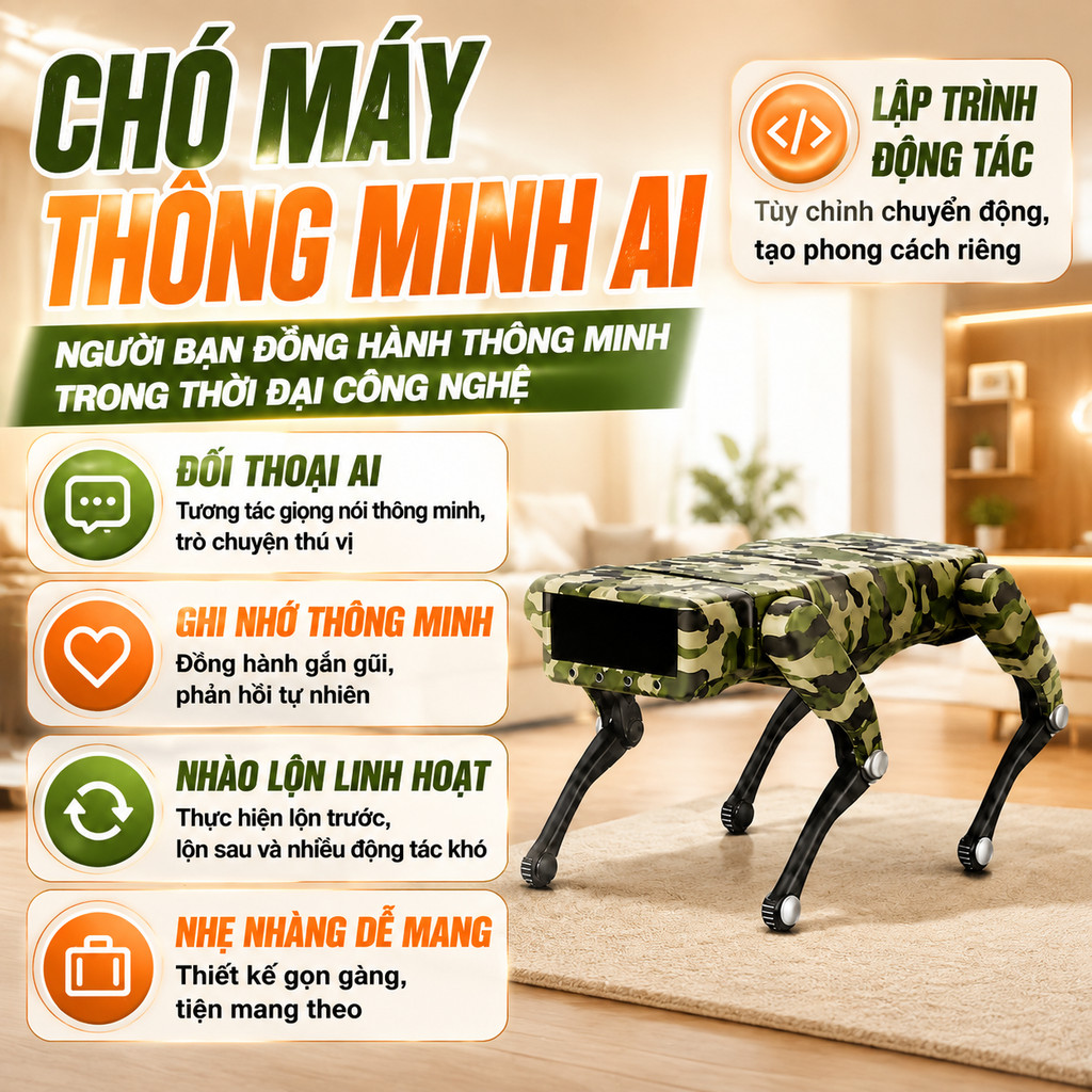Robot Chó AI Chó Robot Để Bàn Thú Cưng Thông Minh Đồ Chơi AI Trò Chuyện Robot AI Trò Chuyện Thông Mi
