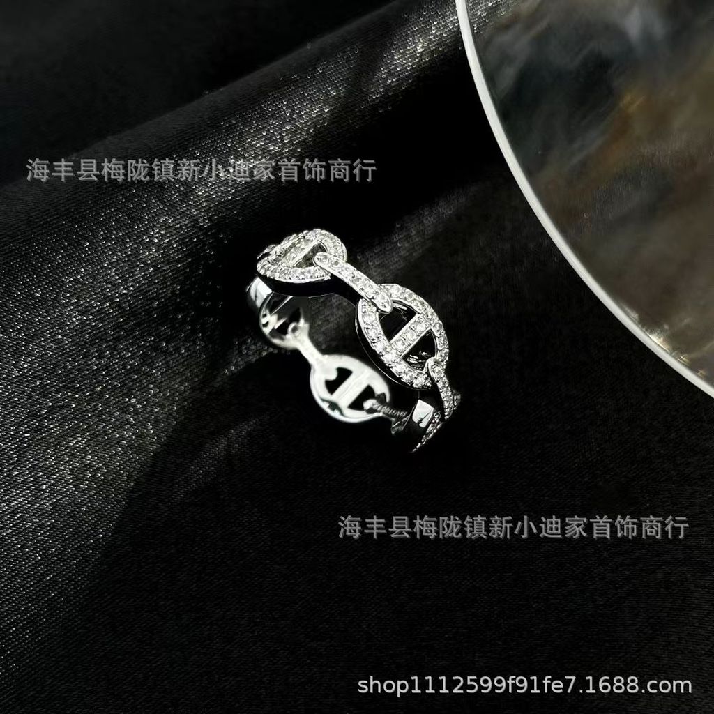 YSQ0 18k Thick jewelry, nose ring, index finger ring, plated women's ring, Baiaijia ring, full of pi