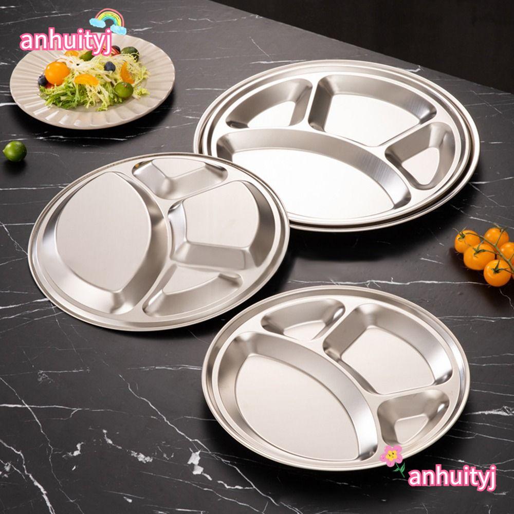 ANHUITYJ 1 Cái Khay Phục Vụ Thực Phẩm, Đĩa Khay Inox Roti Canai, Bền 26 / 28 / 30 / 32 / 35cm 4 Ngăn