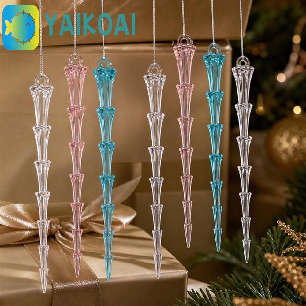 GLENES 12 Chiếc Trang Trí Cây Giáng Sinh Icicle, Đồ Trang Trí Giáng Sinh Icicle Acrylic Trong Suốt T