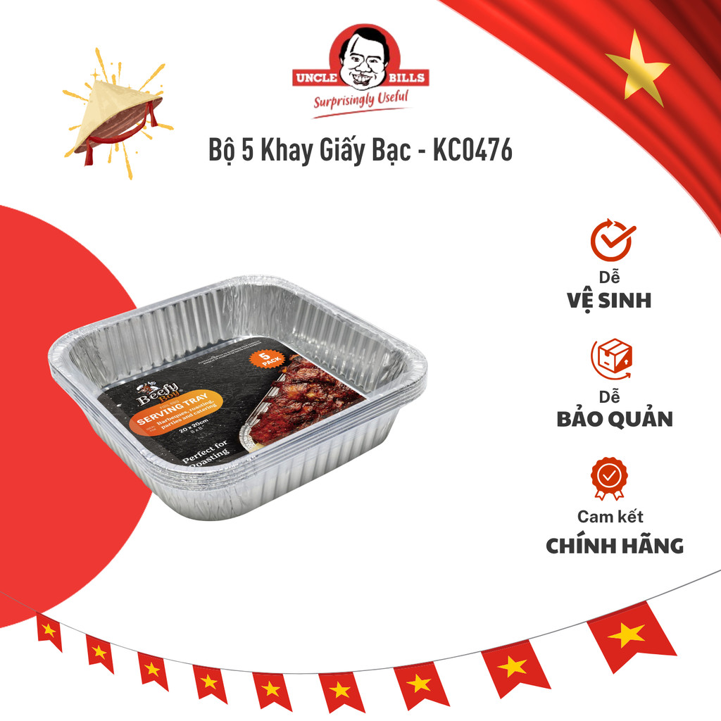 Bộ 5 Khay Giấy Bạc BBQ UNCLE BILLS Giữ Nhiệt Tốt Tiện Lợi Nướng Thực Phẩm - KC0476