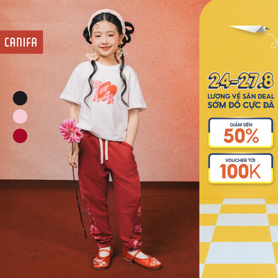Quần nỉ unisex trẻ em CANIFA cạp chun co giãn Ngọ Nguậy 3BP25W004