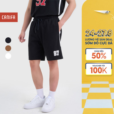 Quần short nam dáng thể thao CANIFA interlock cotton mềm mại thoải mái vận động 8BS25S021