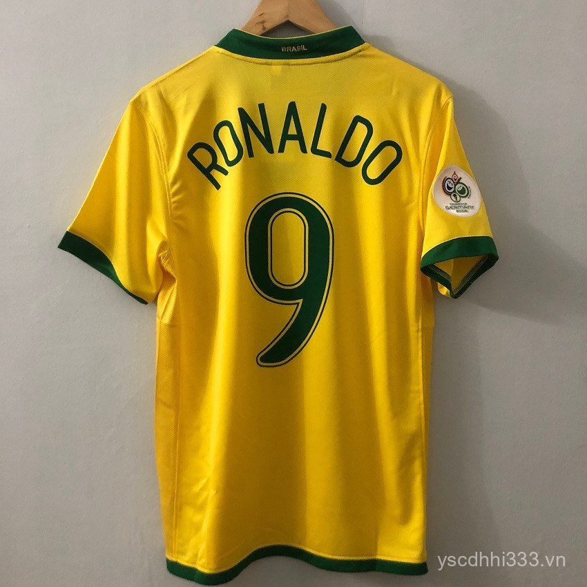 [Vintage SSS +] Áo bóng đá sân nhà nam Carolonaldo Brazil 2006, Vintage World Cup 06 QJBL
