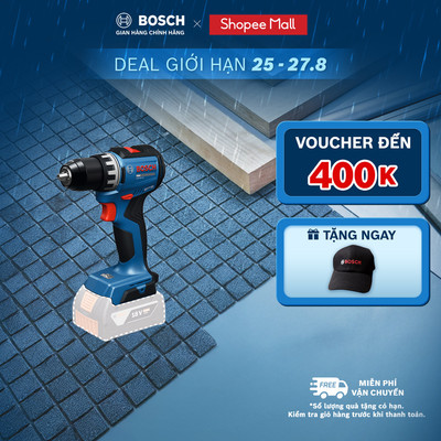Máy khoan vặn vít pin Bosch GSR 18V-52 – Động cơ không chổi than, đầu kẹp kim loại 13mm