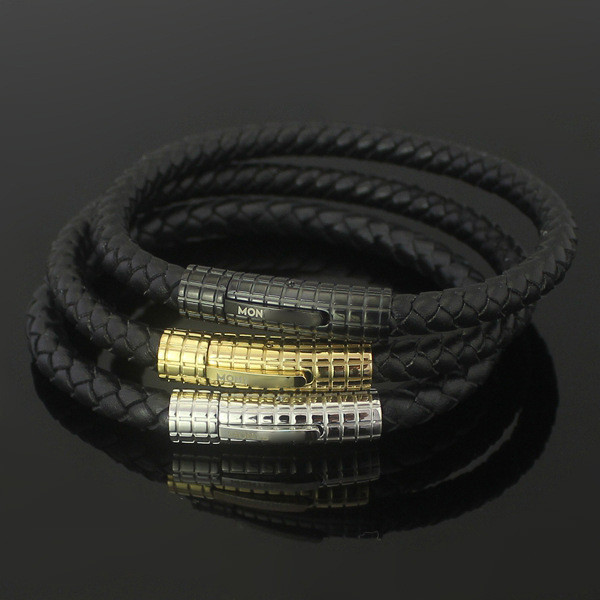 9TWX Braided titanium bracelet for men, steel bracelet, textured bangle, snap-button bracelet, genui
