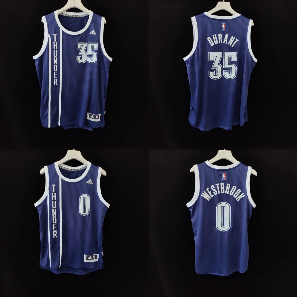NBA Thunder Team Adi Retro Hot-Pressed Navy Jersey Durant No. 35 Wayshow No. 0 Jersey Nhanh Khô Thoá