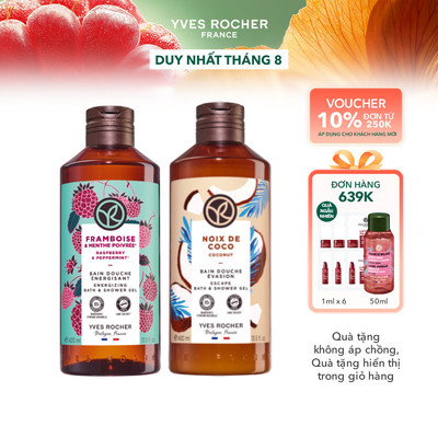 Combo 2 sữa tắm hương mâm xôi đỏ và hương dừa Yves Rocher 400mlx2