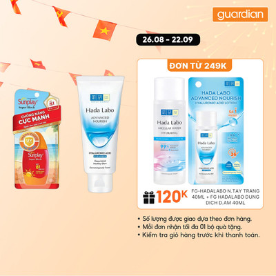 Combo Sữa Chống Nắng Sunplay Super Block 30g & Kem Rửa Mặt Dưỡng Ẩm Hada Labo 80g