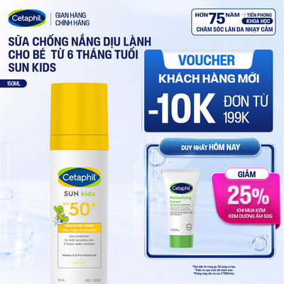 Sữa chống nắng dịu lành cho làn da nhạy cảm của bé từ 6 tháng tuổi CETAPHIL BABY SUN KIDS 150ML
