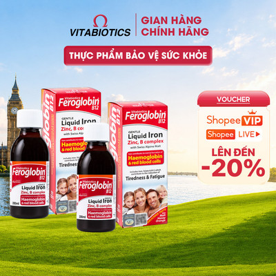 Bộ 2 TPBVSK Vitabiotics FEROGLOBIN B12 Liquid (Siro) Chứa Sắt, Kẽm, Vitamin B, Lysine Hỗ Trợ Tăng Khả Năng Tạo Máu 200ml