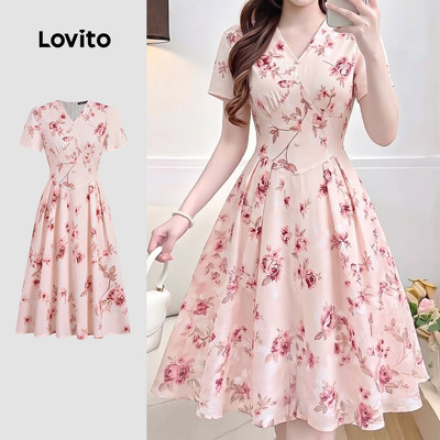 (New Arrival) Lovito Váy nữ màu hồng phong cách thường ngày xuân/hè LK7ED503