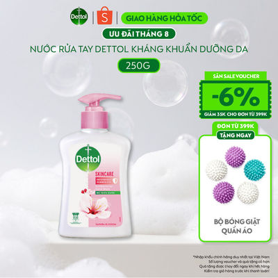 Nước rửa tay Dettol kháng khuẩn dưỡng da, hương hoa anh đào - Chai 250g