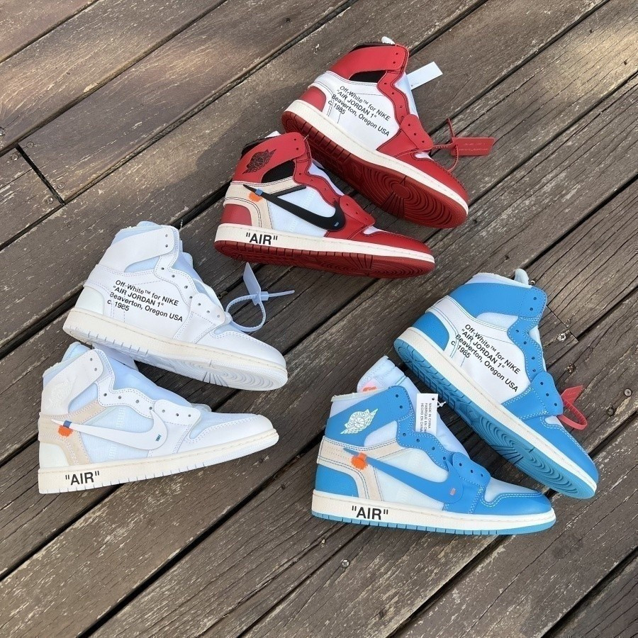2023 Mới Off-White x Nike Air Jordan 1 Retro High OG Chicago Trắng Đỏ AJ1 Giày Bóng Rổ 3 Màu AA3834-