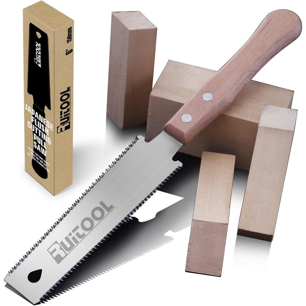 RUITOOL Japanese Hand Saw 6 Inch Double Edge Sided Pull Saw Ryoba SK5 Flexible Blade 14/17 TPI Flush