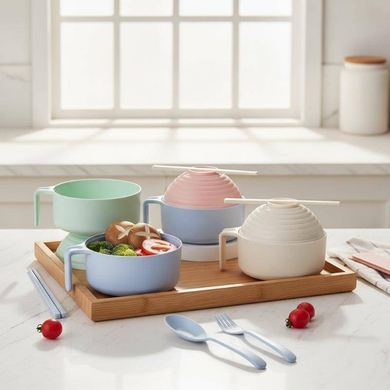 Marbit Ramen Bát Bộ Ramen Mì Bát Có Chopstis Ramen Bát Nồi Microwavable Có Nắp FHS