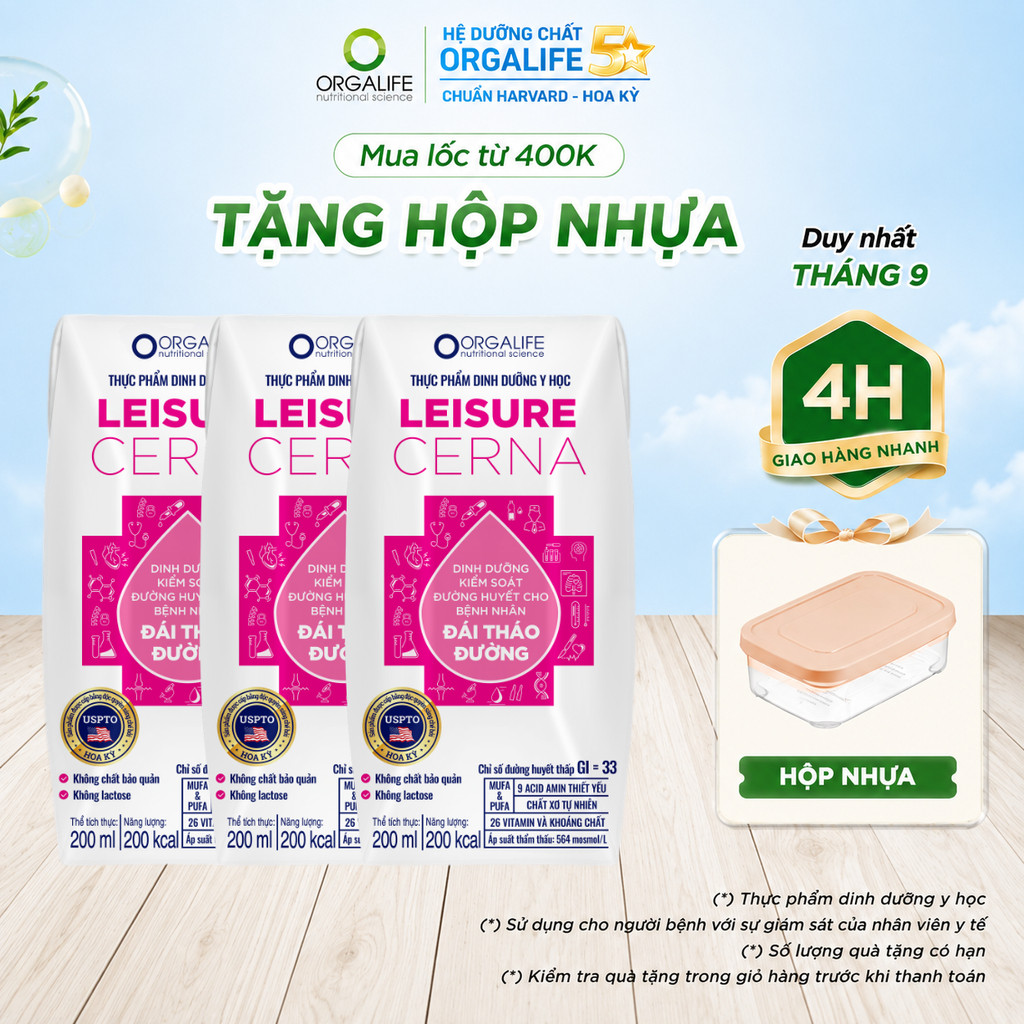 Lốc 3 Hộp LEISURE CERNA Soup Uống Dinh Dưỡng Hỗ Trợ Kiểm Soát Đường Huyết (200ml/Hộp)