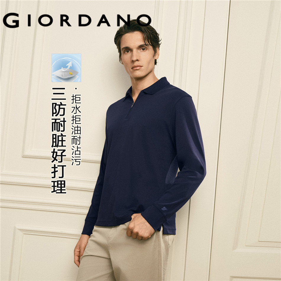GIORDANO MEN G+ triple-protection long sleeve polo shirt 01016784