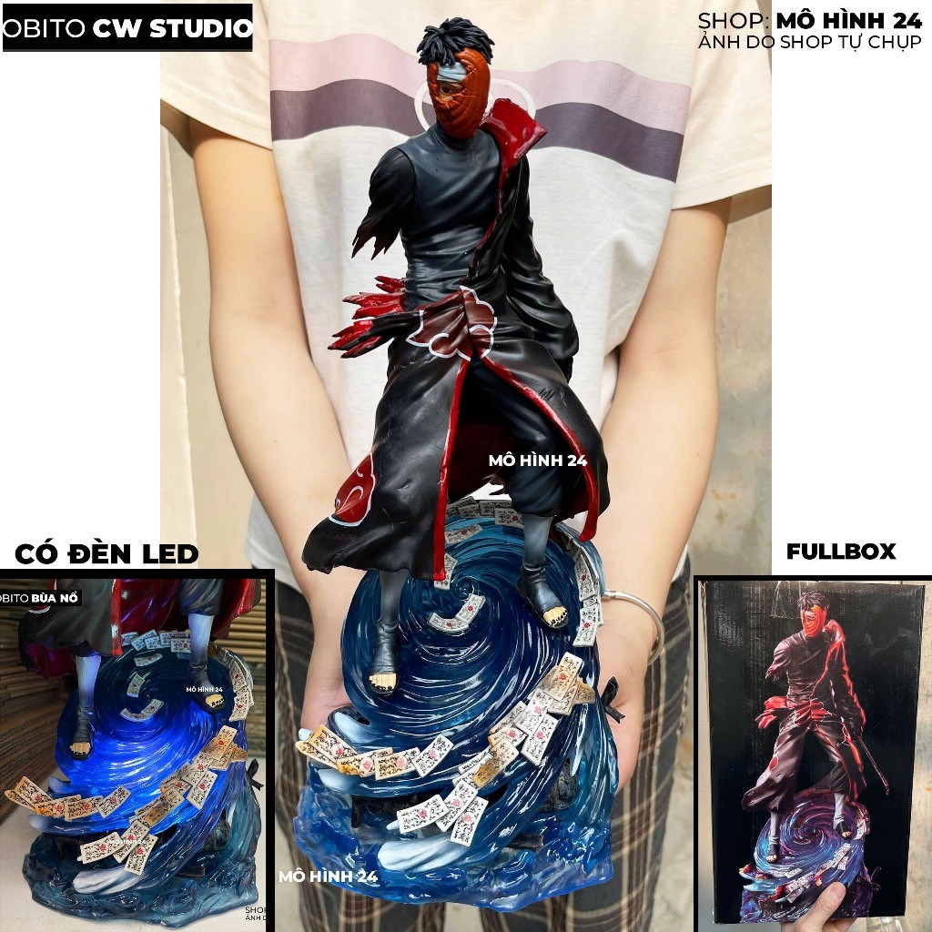 Đồ chơi nhân vật Obito CW Studio  fullbox có đèn led figure đồ chơi anime naruto 35cm decor uchiha O