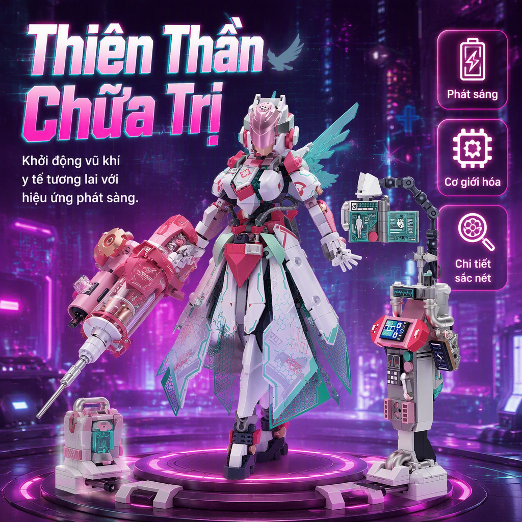 Đồ Chơi Lắp Ráp Iblock Cánh Thiên Thần Chữa Lành Anh Hùng Thành Phố Y Tá Trưởng Toàn Năng Bộ Lego Xâ