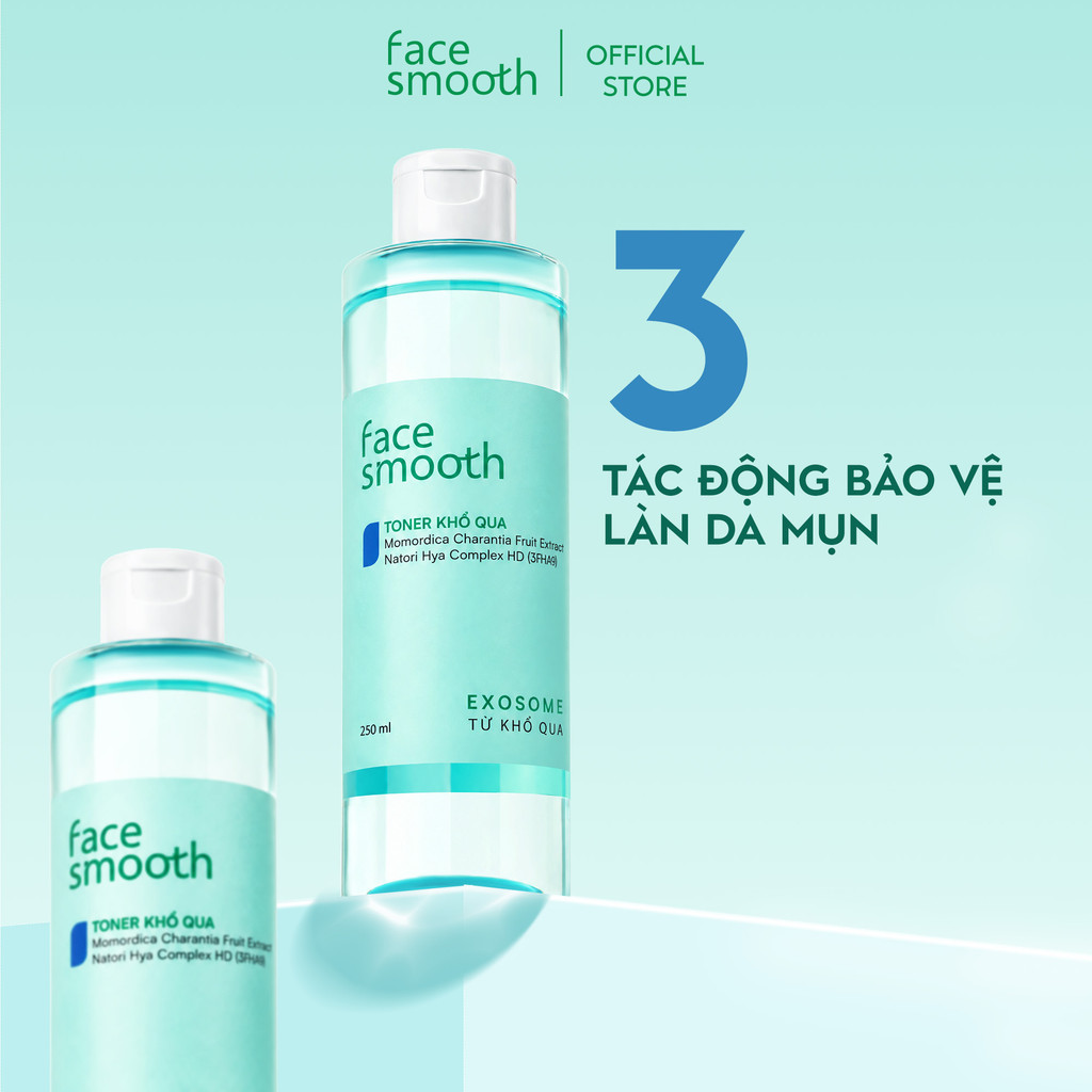 Toner Cho Da Dầu Mụn Facesmooth Khổ Qua 250ml Nước Hoa Hồng Không Cồn 13 Loại HA Niacinamide - Cấp Ẩm, Dưỡng Sáng Da