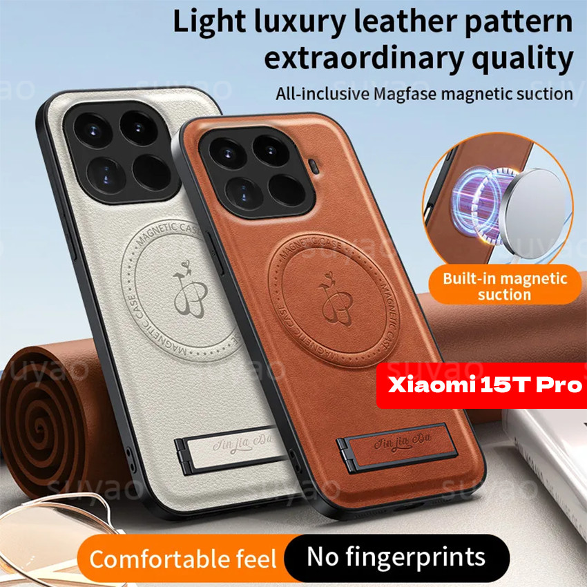 Dành Cho Xiaomi 15TPro 15T Pro Mi 15T 2025 Ốp Điện Thoại Da Từ Tính Giá Đỡ Xiaomi15TPro Xiaomi15T Sa