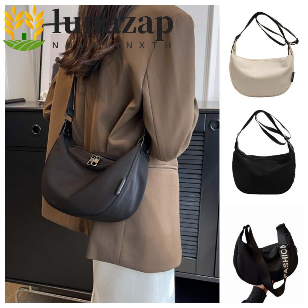 Túi vải LUNAZAP Gyoza, Ví đựng tiền xu Nylon đeo chéo nửa mặt trăng, Túi đựng bánh bao thời trang du