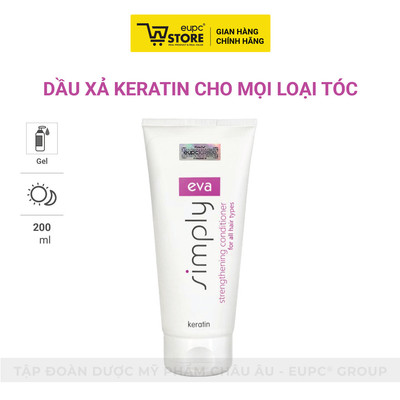 Dầu Xả Keratin Cho Mọi Loại Tóc Eva Simply Strengthening 200ml - Giảm Khô Tóc, Giúp Tóc Chắc Khoẻ, Bóng Mượt EUPC STORE