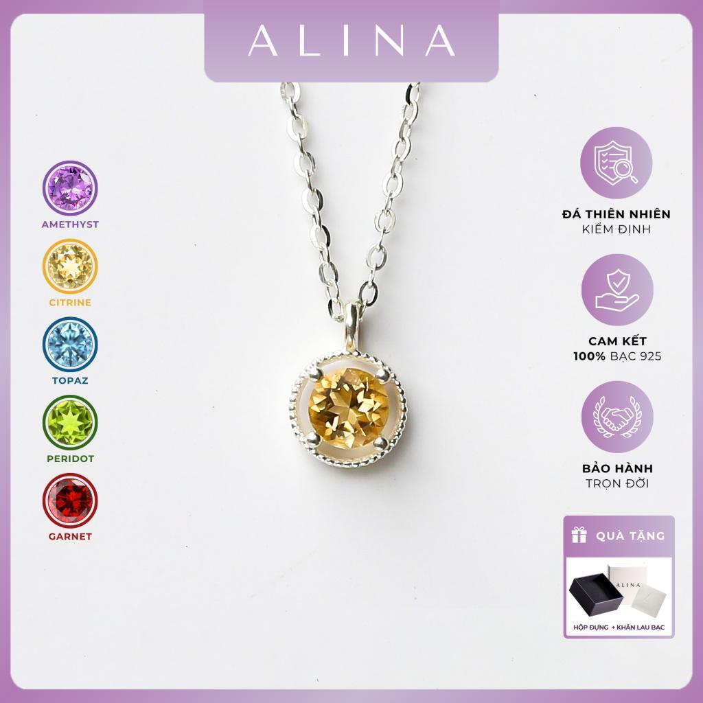  Dây Chuyền Bạc 925 ALINA Tròn Đá Vòng Cổ Mộc Tâm Đá Năng Lượng Tự Nhiên 2564 K1 