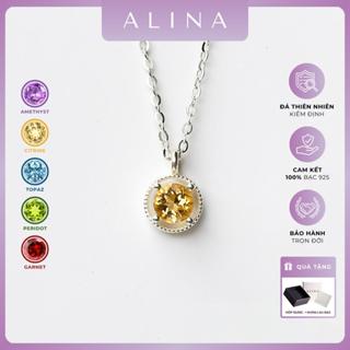  Dây Chuyền Bạc 925 ALINA Tròn Đá Vòng Cổ Mộc Tâm Đá Năng Lượng Tự Nhiên 2564 K1 