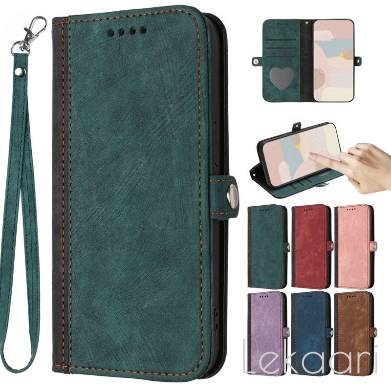 Ốp Da Retro Cho Realme GT 7 Pro Racing 6 6T Neo Note 60 60X 50 P4 P3 Ultra P1 Ví Trái Tim Giá Đỡ Từ 