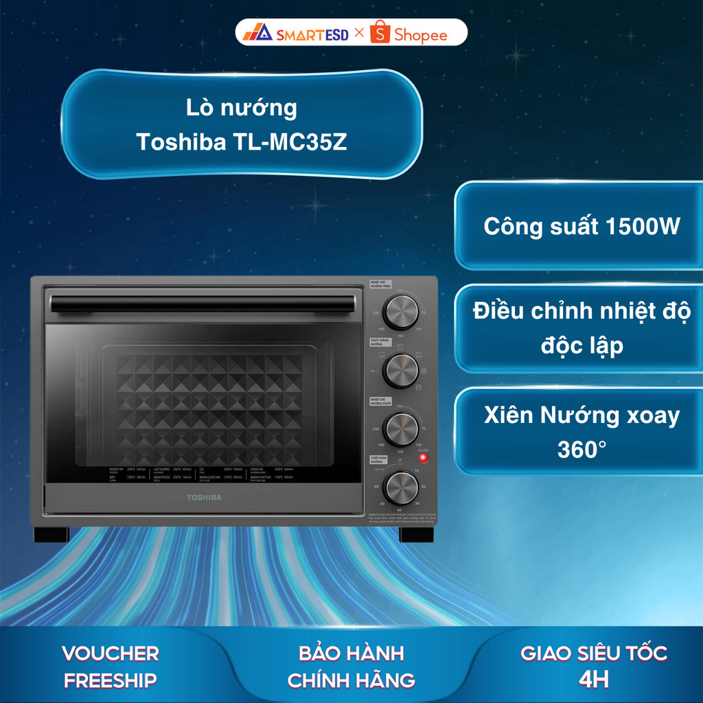 Lò nướng Toshiba TL-MC35Z - Dung tích 35L - Nướng tự động - Bảo hành chính hãng 12 tháng