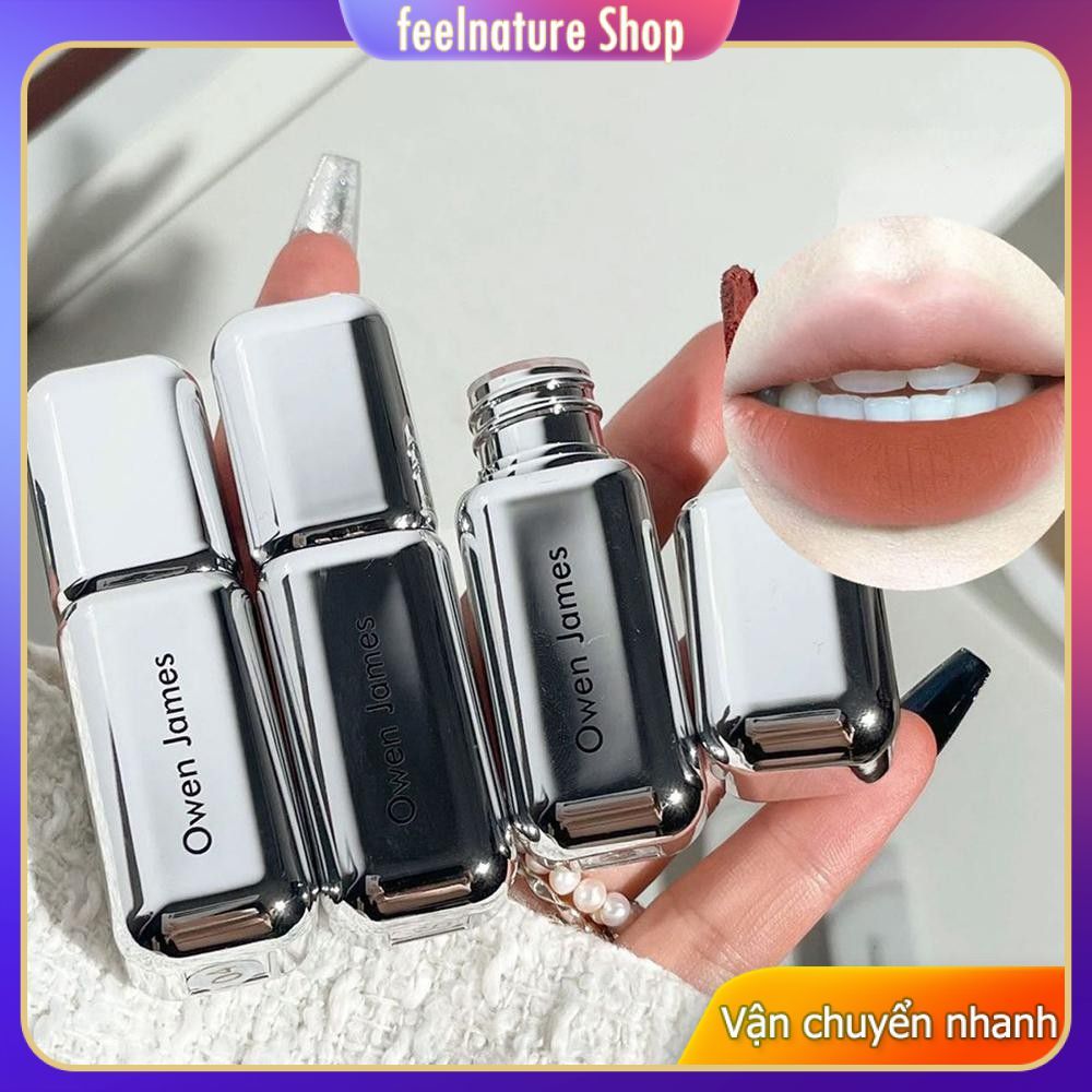Son Bóng Owen James Velvet Matte Lâu Trôi Lipstick Makeup Lipgloss Charged [feelnature]