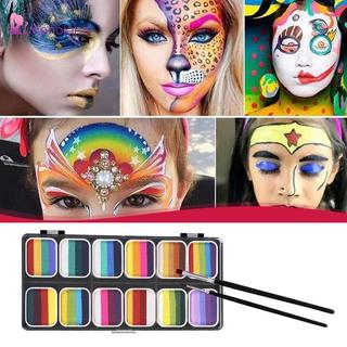 Bộ sơn cơ thể mặt 12 sơn gốc nước Thiết thực Halloween Bộ tranh mặt chuyên nghiệp có thể giặt được