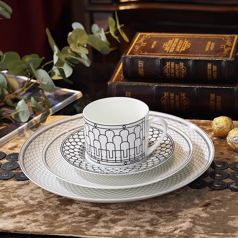 UESD Bone china household steak plate, dessert plate, cake, Western-style dinner plate, table settin