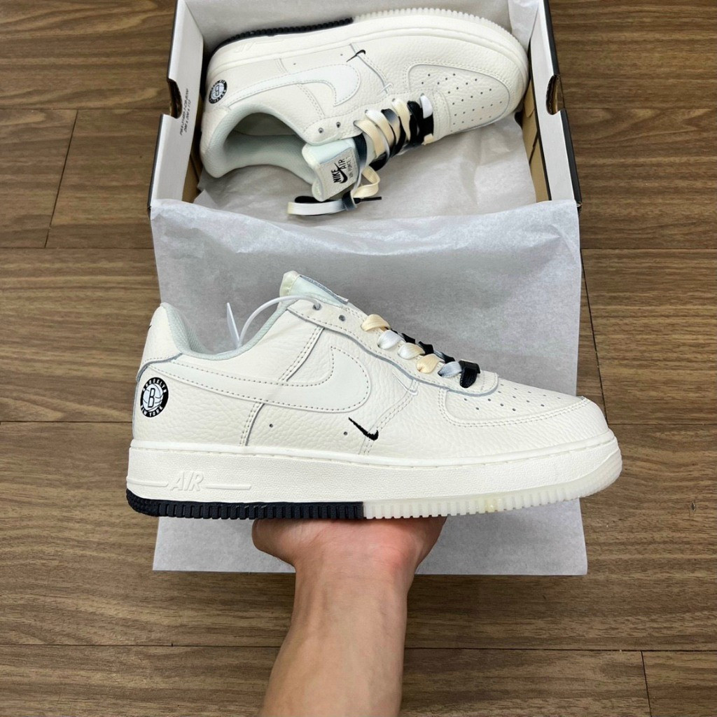 Nhưng AF1 màu be cắt thấp; Brooklyn Black Sail AF1 hóa đơn toàn hộp nam màu đen
